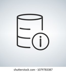 Linear Database, Server Isolated Flat Web Mobile Icon with info icon. Vector Illustration isolated on modern background.
