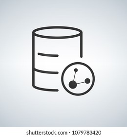 Linear Database, Server Isolated Flat Web Mobile Icon with share icon. Vector Illustration isolated on modern background.