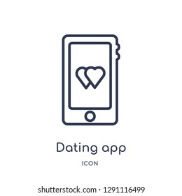 Linear dating app icon from Birthday party outline collection. Thin line dating app vector isolated on white background. dating app trendy illustration