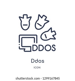Linear ddos icon from Internet security and networking outline collection. Thin line ddos icon isolated on white background. ddos trendy illustration