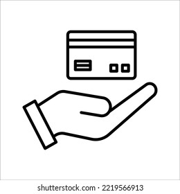 Linear debit payment icon, outline icon isolated on white background, eps 10.