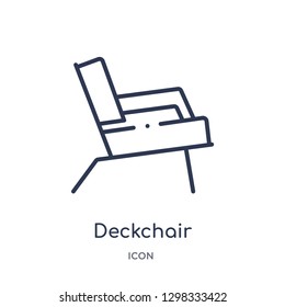 Linear deckchair icon from General outline collection. Thin line deckchair icon isolated on white background. deckchair trendy illustration
