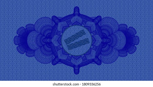 Linear decoration bacon icon inside blue japan realistic badge. Geometric exquisite background. Vector illustration. 