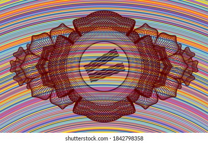 Icono de tocino de decoración lineal dentro de una insignia colorida. Un fondo elegante y ostentoso. Ilustración vectorial. 