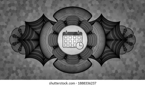 Linear decoration deadline icon inside grey color stone wall emblem. Rock delicate background. Illustration. 