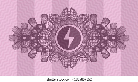 Linear decoration Energy icon inside pink wavy realistic emblem. Curve exquisite background. Vector illustration. 