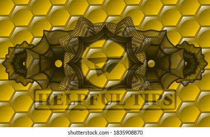 Linear decoration paper plane icon and Helpful tips text sweet honey emblem. beekeeping chic background. Illustration. 