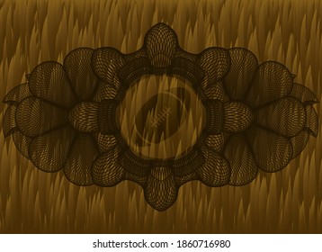 Linear decoration rugby ball icon inside Fur realistic badge. Pet classic background. Vector illustration. 