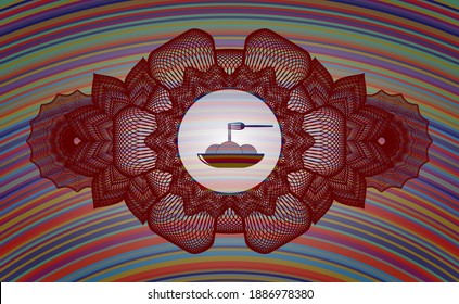 Linear decoration spaghetti icon inside colorful badge. Showy delicate background. Vector illustration. 