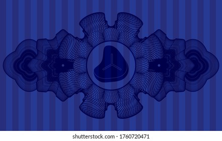 Linear decoration Steak icon inside Blue badge. Bars chic background. Intense illustration. 