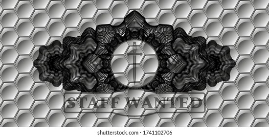 Decoración lineal Icono de espada y PERSONAL DESEADO color de texto gris patrón de estilo geométrico patrón realista. Fondo elegante de moda. Ilustración artística. 