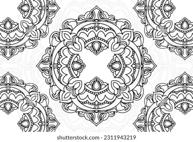 linear decorative element mandala ornamental composition ornament element background print for textile