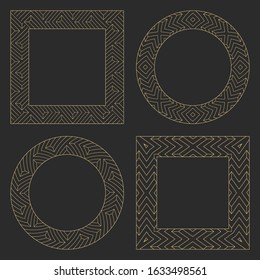 Linear decorative frame with the place for the text. Minimalist vector ornament. Monogram, greeting card, wedding invitation. Vector graphics.