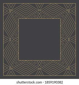 Linear decorative frame with the place for the text. Minimalist vector ornament. Monogram, greeting card, wedding invitation. Vector graphics.