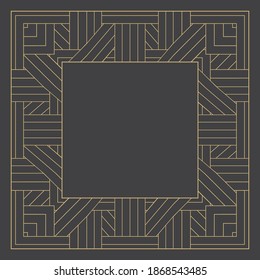 Linear decorative frame with the place for the text. Minimalist vector ornament. Monogram, greeting card, wedding invitation. Vector graphics.