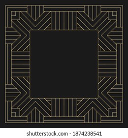 Linear decorative frame with the place for the text. Minimalist vector ornament. Monogram, greeting card, wedding invitation. Vector graphics.
