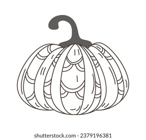 Linear Decorative Pumpkin Vector Illustration