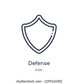 Linear defense icon from Law and justice outline collection. Thin line defense icon isolated on white background. defense trendy illustration