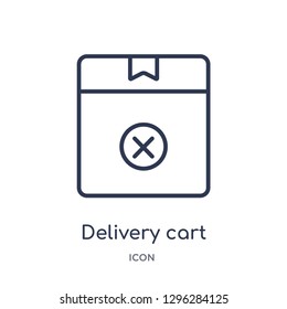 Linear delivery cart icon from Delivery and logistic outline collection. Thin line delivery cart icon vector isolated on white background. delivery cart trendy illustration
