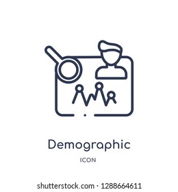 Linear Demographic Icon From Artifical Intelligence Outline Collection. Thin Line Demographic Vector Isolated On White Background. Demographic Trendy Illustration