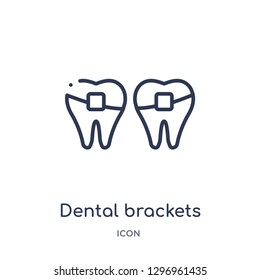 Linear dental brackets icon from Dentist outline collection. Thin line dental brackets icon isolated on white background. dental brackets trendy illustration