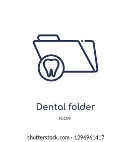 Linear dental folder icon from Dentist outline collection. Thin line dental folder icon isolated on white background. dental folder trendy illustration