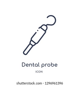 Linear dental probe icon from Dentist outline collection. Thin line dental probe icon isolated on white background. dental probe trendy illustration