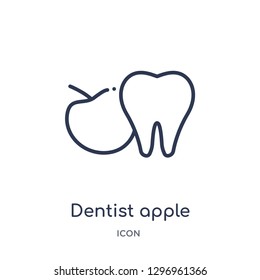 Linear dentist apple icon from Dentist outline collection. Thin line dentist apple icon isolated on white background. dentist apple trendy illustration