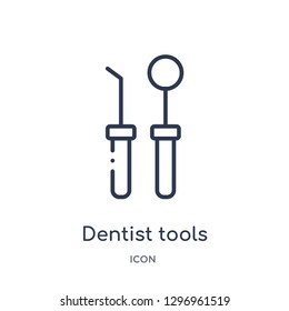Linear dentist tools icon from Dentist outline collection. Thin line dentist tools icon isolated on white background. dentist tools trendy illustration