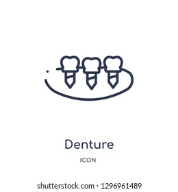 Linear denture icon from Dentist outline collection. Thin line denture icon isolated on white background. denture trendy illustration
