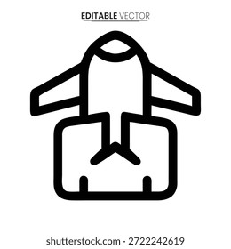 Una representación lineal de una nave espacial retro, presentada como un gráfico de Vector limpio y editable.