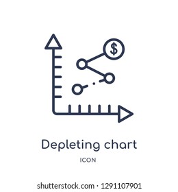 Linear depleting chart icon from Business and analytics outline collection. Thin line depleting chart vector isolated on white background. depleting chart trendy illustration