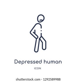 Linear depressed human icon from Feelings outline collection. Thin line depressed human icon vector isolated on white background. depressed human trendy illustration