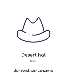 Linear desert hat icon from Desert outline collection. Thin line desert hat icon vector isolated on white background. desert hat trendy illustration