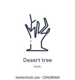 Linear desert tree icon from Desert outline collection. Thin line desert tree icon vector isolated on white background. desert tree trendy illustration