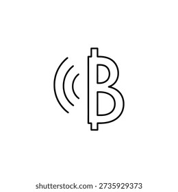 Linear design of the bitcoin symbol with radiating waves a clean silhouette