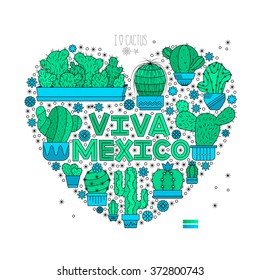 Linear design, cactus in pots. Elements of a corporate logo/ design.