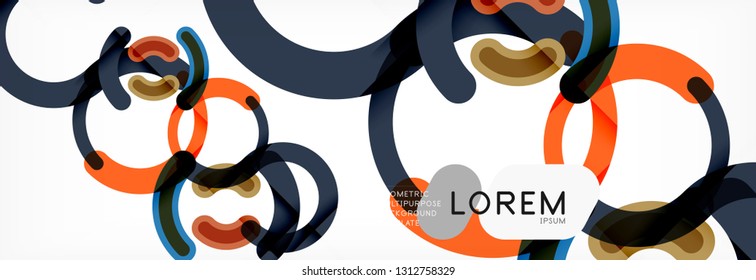 Linear design circle background, vector modern techno wallpaper