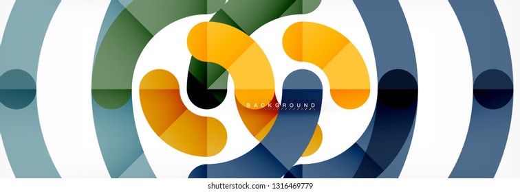 Linear design circle background, vector modern techno wallpaper