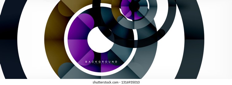 Linear design circle background, vector modern techno wallpaper