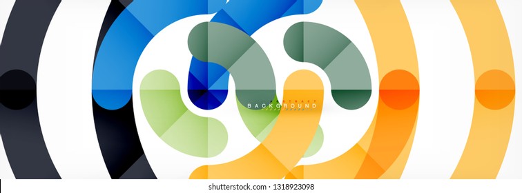 Linear design circle background, vector modern techno wallpaper