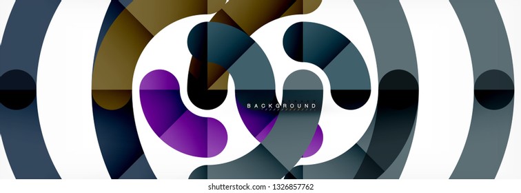 Linear design circle background, vector modern techno wallpaper