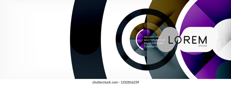 Linear design circle background, vector modern techno wallpaper