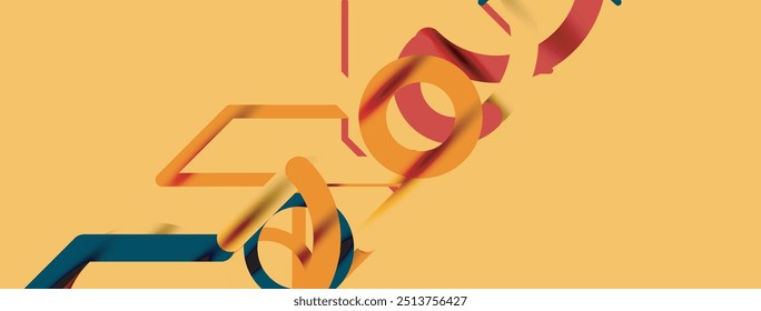 Círculos y líneas coloridas de diseño lineal