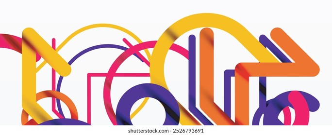 Design linear de círculos e linhas coloridos
