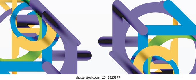 Círculos y líneas coloridas de diseño lineal