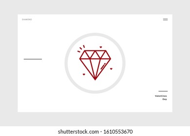 linear design diamond letter valentine-themed icon on a white background