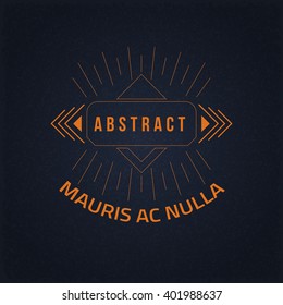 Linear design element. Retro art sign or emblem.  Vector illustration.
