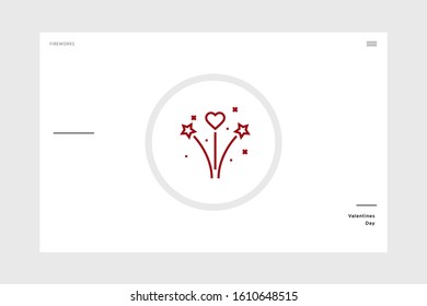 linear design fireworks, love themed icons with white background, perfect for valentine and wedding