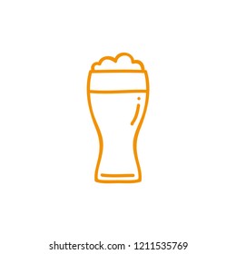 Linear design. A glass of cold frothy beer